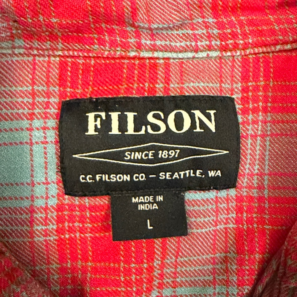 Filson Seattle Button Down Flannel Shirt red & blue Sz Large (Q1) - Picture 6 of 7